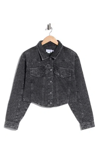 Good American Dolly Crystal Denim Jacket In Black415