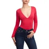Good American Dolly Scuba Bodysuit In Crimson