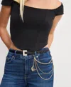 Good American Dolly Skinny Crystal Belt In Black