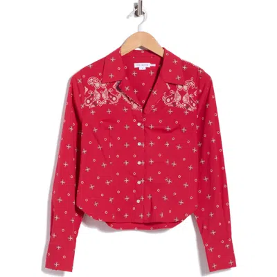 Good American Dolly Tailored Poplin Shirt In Flare Bandana Print