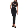 Good American Mock Neck Maxi Dress In Black In Black001
