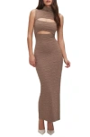 Good American Double Cutout Knit Maxi Dress In Putty001