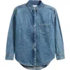 Good American Womens Uniform Curved-hem Denim Shirt Indigo762 In Indigo762