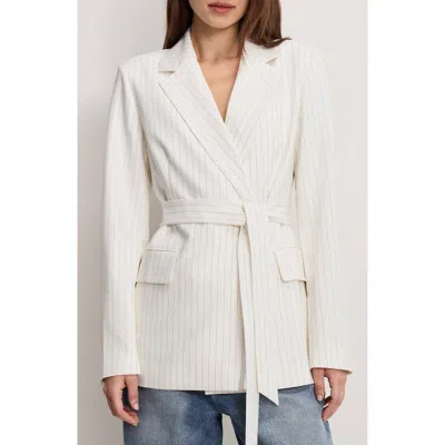 Good American Essential Belted Suit Blazer In White