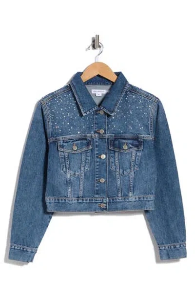 Good American Essential Crop Denim Jacket In Blue
