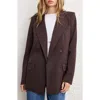 Good American Essential Double Breasted Blazer In Brown