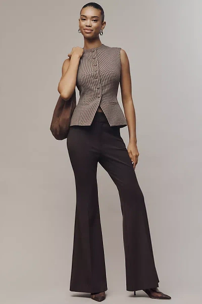 Good American Essential Suiting Flare Trousers Pants In Brown