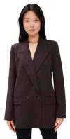Good American Essential Suiting Oversized Double Breasted Blazer Dark Chocolate In Brown