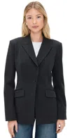 Good American Essential Suiting Sculpted Blazer Dark Heather Grey In Black