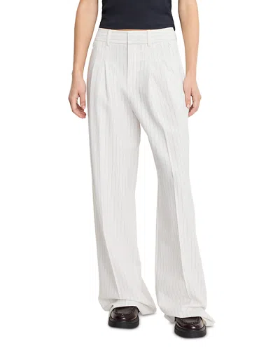 Good American Essential Suiting Trousers Chestnut Pinstripe In White