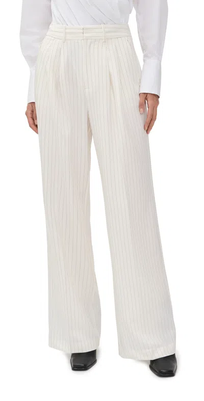 Good American Essential Suiting Trousers Chestnut Pinstripe In White