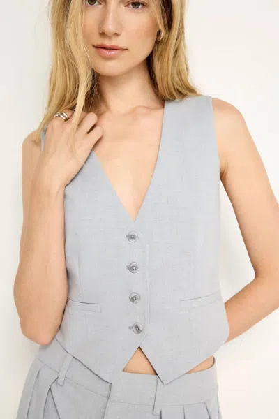 Good American Essential Suiting Vest In Heather Gray