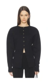 Good American Exaggerated Sleeve Cardigan In Black