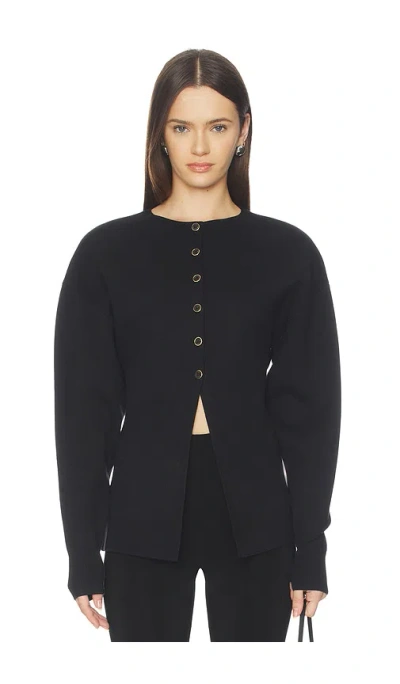Good American Exaggerated Sleeve Cardigan In Black001