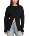 Good American Exaggerated Sleeve Cardigan Sweater In Black