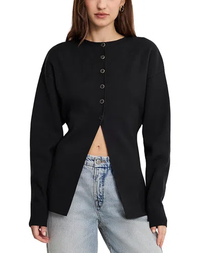 Good American Exaggerated Sleeve Cardigan Sweater In Black