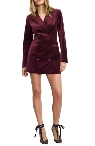 Good American Exec Velvet Blazer Minidress In Burgundy