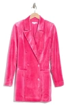 Good American Executive Long Sleeve Velvet Blazer Dress In Love Potion007