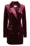 Good American Executive Long Sleeve Velvet Blazer Dress In Oxblood002