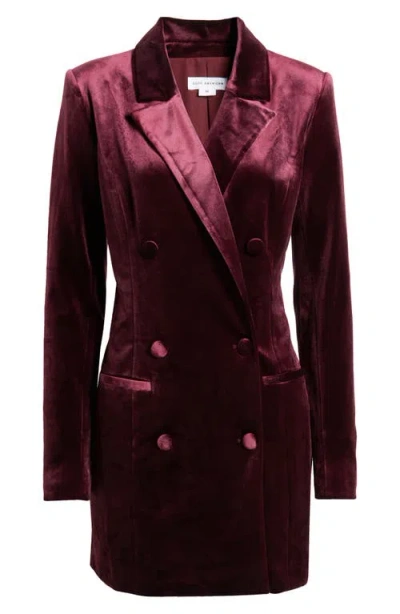 Good American Executive Long Sleeve Velvet Blazer Dress In Oxblood002