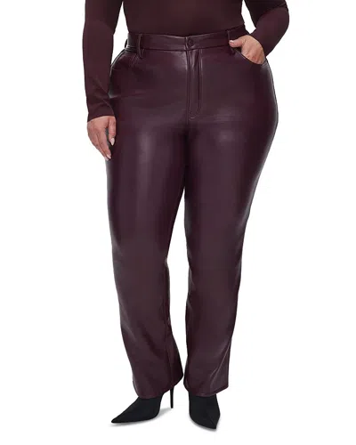 Good American Faux Leather Good Icon High Rise Straight Leg Jeans In Mulberry