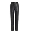 Good American Better Than Leather Mid Rise Cropped Mini Bootcut Jeans In K001 In Black