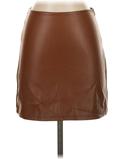 Pre-owned Good American Faux Leather Skirt In Brown