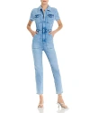 Good American Womens Blue274 Fit For Success Faded-wash Stretch-denim Jumpsuit In Blue 274