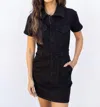 Good American Fit For Success Short Sleeve Denim Minidress In Black