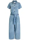 Good American Fit For Success Lite Belted Denim Jumpsuit In Blue
