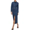 Good American Fit For Success Long Sleeve Midi Denim Shirtdress In Indigo724