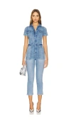 Good American Womens Blue274 Fit For Success Faded-wash Stretch-denim Jumpsuit In Blue274
