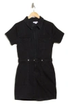 Good American Fit For Success Short Sleeve Denim Minidress In Black