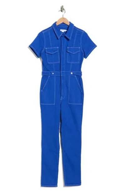 Good American Fit For Success Stretch Cotton Twill Jumpsuit In Blue