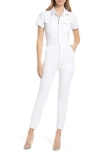 Good American Fit For Success Stretch Cotton Twill Jumpsuit In Cloud White001