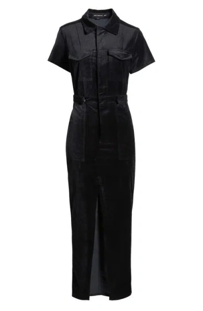 Good American Fit For Success Velvet Maxi Shirtdress In Black001 | ModeSens