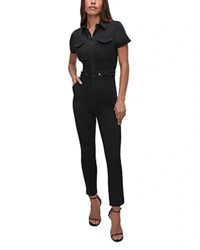 Good American Fit For Success Zip Front Jumpsuit In Black 099
