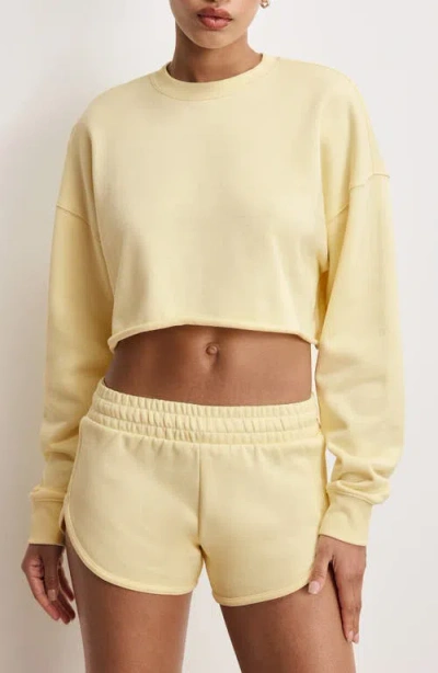Good American French Terry Crop Sweatshirt In Light Ray001