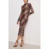 Good American Satin Shine Midi Dress In Fierce Leopard001
