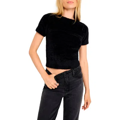 Good American Fuzzy Baby Tee In Black001