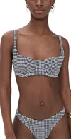Good American Gingham Square-neck Bikini Top In Black Gingham
