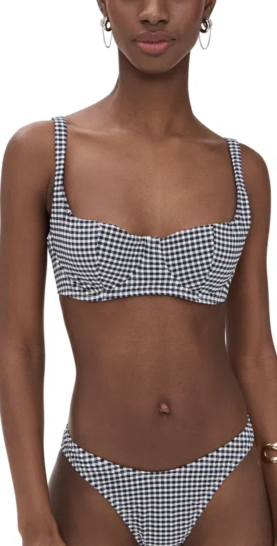 GOOD AMERICAN GINGHAM BALCONETTE BLACK GINGHAM
