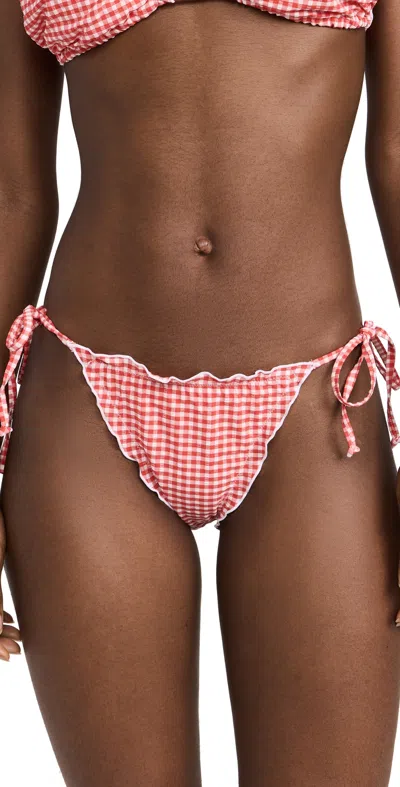 Good American Gingham Lattice Edge Bikini Bottoms Grenadine Gingham