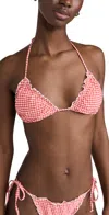 Good American Gingham Lattice Edge Bikini Top Grenadine Gingham In Grenadine Gingham