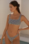 Good American Gingham Square-neck Bikini Top In Black