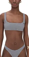 Good American Gingham Square Neck Bikini Top Black Gingham In Black Gingham