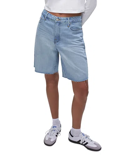 Good American Good 90s Denim Bermuda Shorts In Indigo