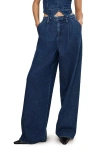 Good American 90's Pleated Wide Leg Jeans In Indigo 724 In Indigo724