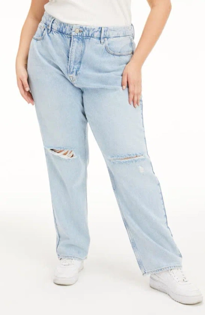 Good American Good '90s Ripped Straight Leg Jeans In Blue542