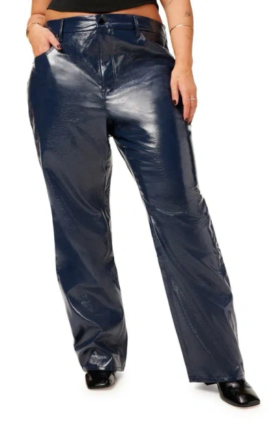 Good American Good '90s Vinyl Straight Leg Pants In Twilight001